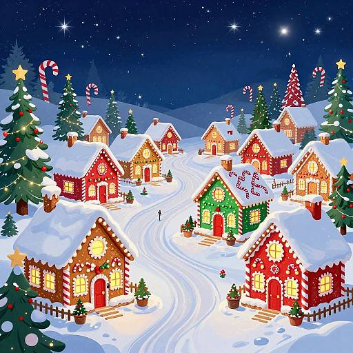 Festive North Pole Gingerbread Village
