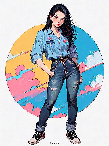 Stylish Woman in Casual Denim Outfit