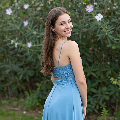 Realistic Blue Prom Dress Portrait