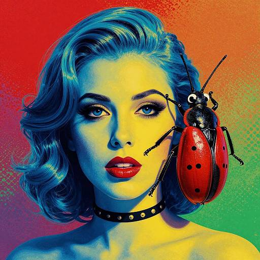 Pop Art Woman with Surreal Bug