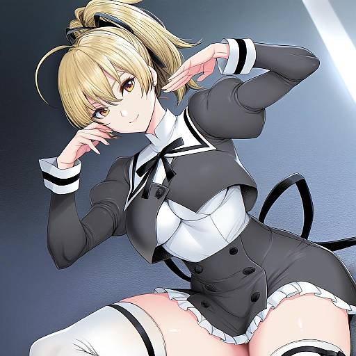 Illustration of Andou tazusa, assault lily in the style of Fei (maidoll)