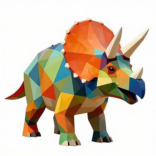 Vibrant Geometric Triceratops Art