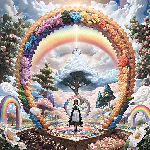 Fantasy Girl in Sweets Garden Panorama