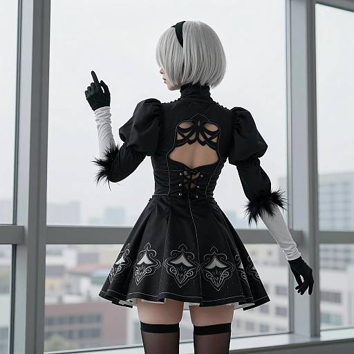 Cosplay of Nier Automata Character 2B Back View