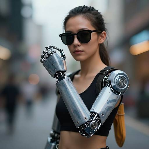 Cyberpunk Woman with Robotic Limbs