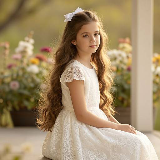 Serene Young Girl in Elegant Dress