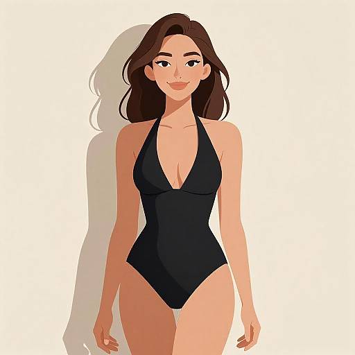 Smiling Woman in Minimalist Beachwear