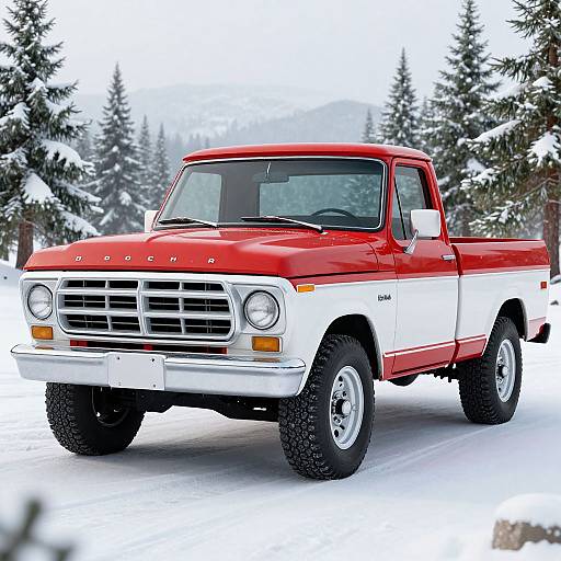 3D-Rendered Vintage Ford Truck in Snow