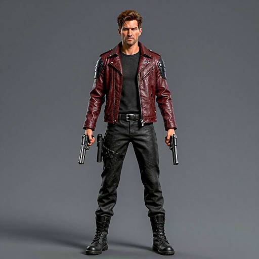 Serious Man in Dark Leather Armor