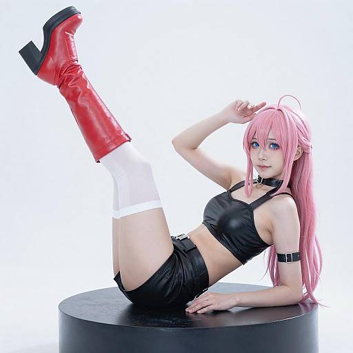 Pink-Haired Anime Cosplayer on Platform