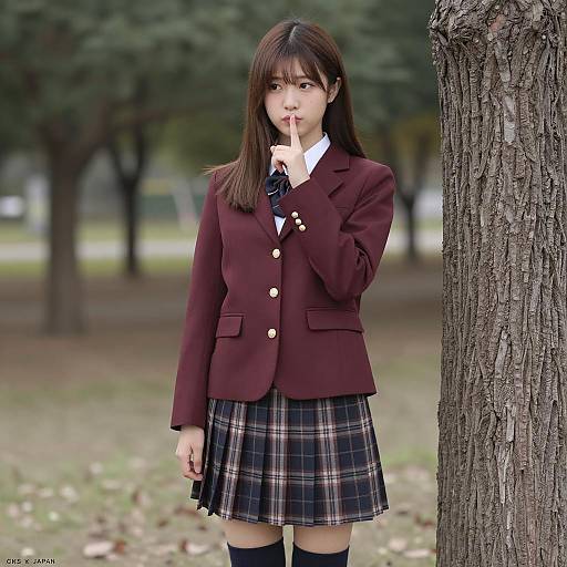 Young Asian Woman in School Outfit