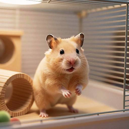 Energetic Hamster in Cozy Cage