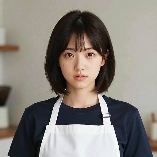 Photorealistic Kuroe Shizuku in White Apron