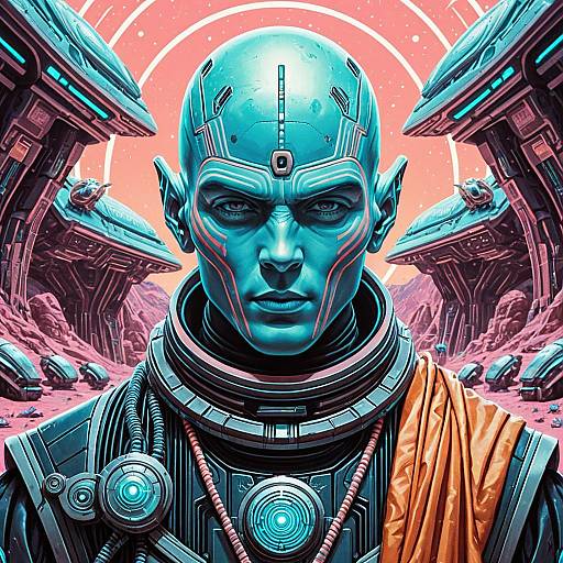 Hyperrealistic Android Monk Portrait