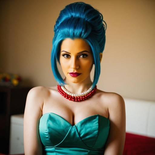 Marge Simpson Cosplay in Vibrant Bokeh