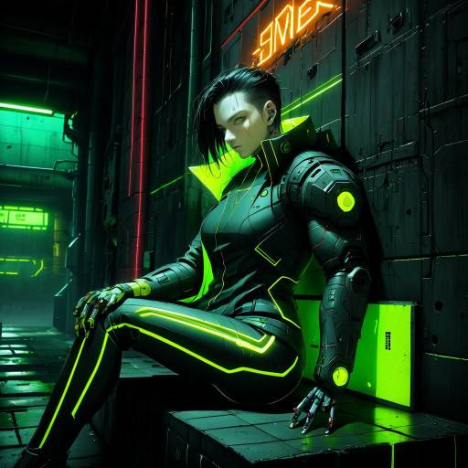 Urban Cyberpunk Hacker in Neon Alley