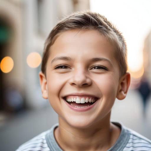 Close-Up Portrait of a Joyful Boy