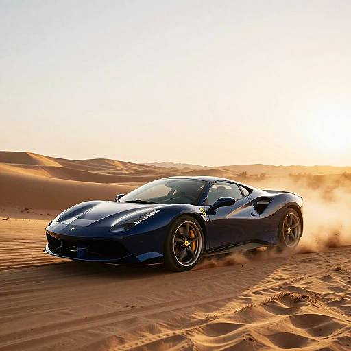 Dark Blue Ferrari Racing Desert Dunes