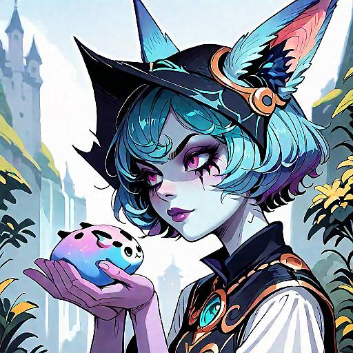 Furry Girl Holding Disembodied Head Outdoors