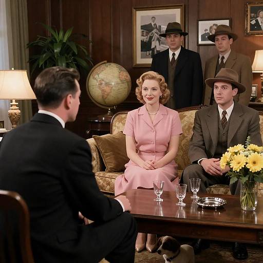 1940s Living Room Social Gathering