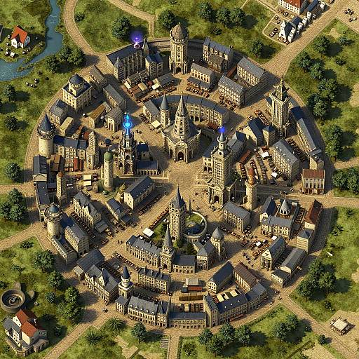 Sprawling Medieval Fantasy City Map
