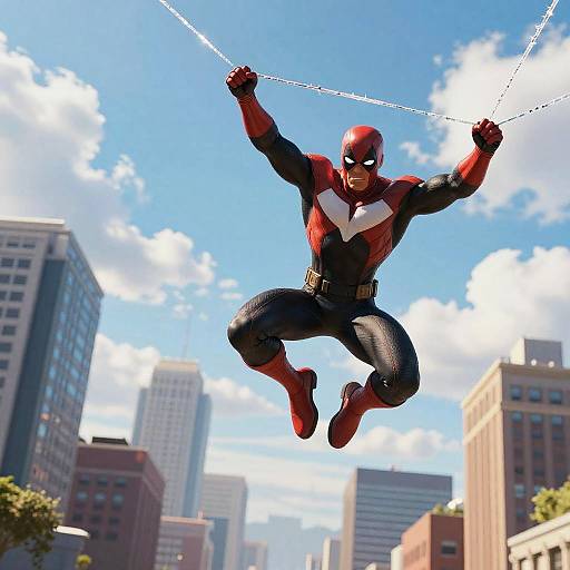 Miles Morales Web Swinging Vibrant Skyline