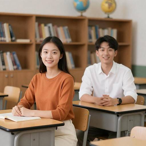 Smiling Students in Cozy Classroom