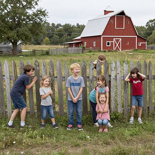 Children Playing Hide and Seek in Village