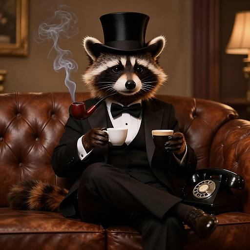 Sophisticated Anthropomorphic Raccoon Portrait