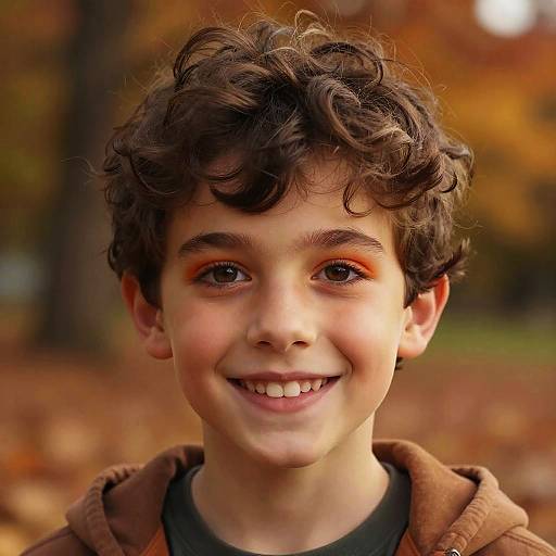 Smiling Boy with Autumn Makeup