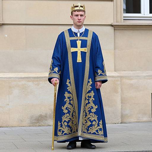 Regal Young Man in Ornate Robe