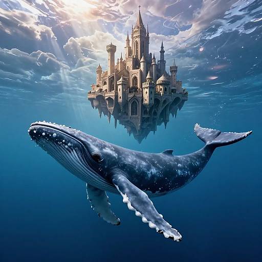 Majestic Whale Carrying Floating Medieval City