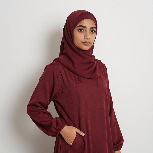 Portrait of Woman in Red Hijab