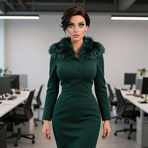 Fashion-Forward Woman in Office Wear