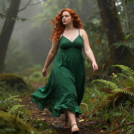 Curvy Woman in Emerald Maxi Dress