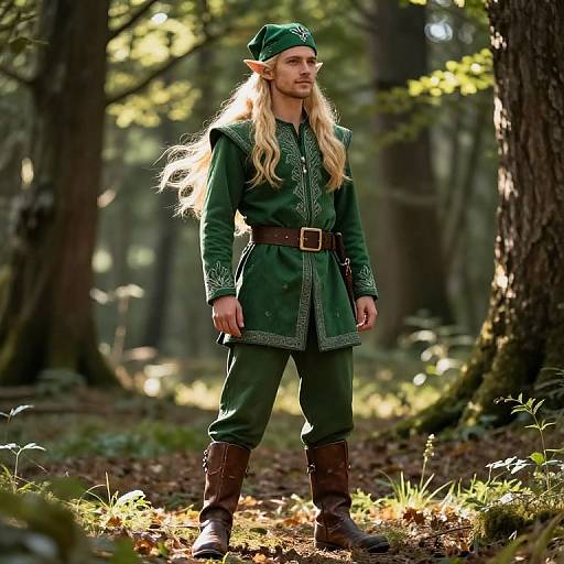 Elegant Blonde Elf in Forest Clearing