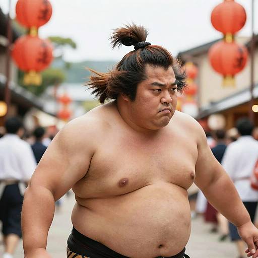 Dynamic Sumo Wrestler with Chonmage