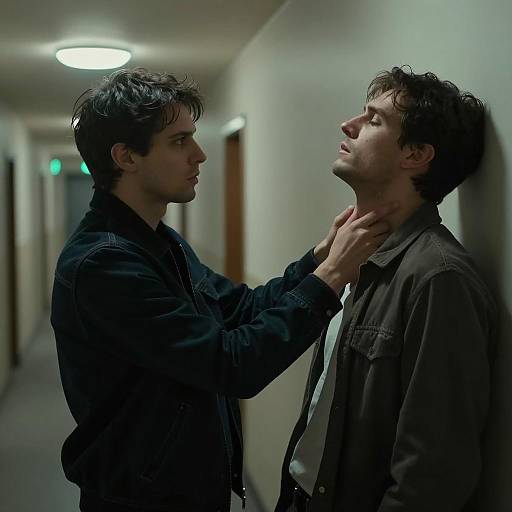 Confrontation in Dimly Lit Corridor