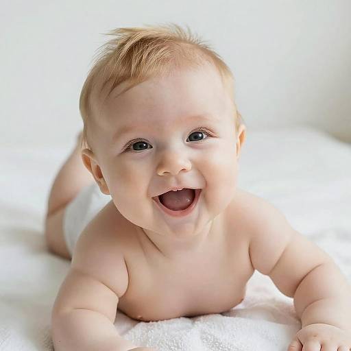 Adorable Baby Smiling on Soft Blanket