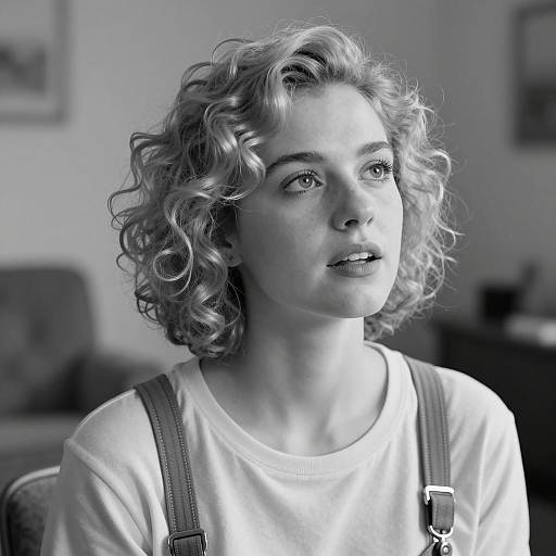 Young Woman in Black and White Portrait