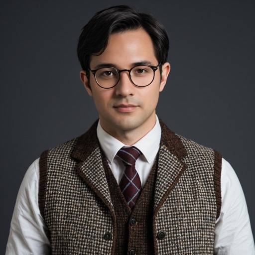 Man in Tweed Jacket with Round Glasses