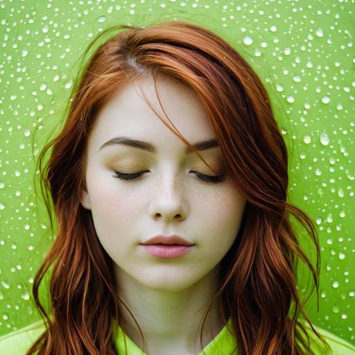 Portrait of Redhead Woman with Eyes Closed