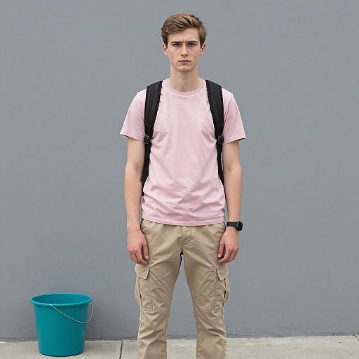 Young Man in Casual Outdoor Outfit