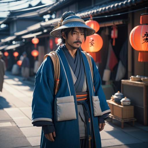 Futuristic Japanese Costume Design in Urban Setting