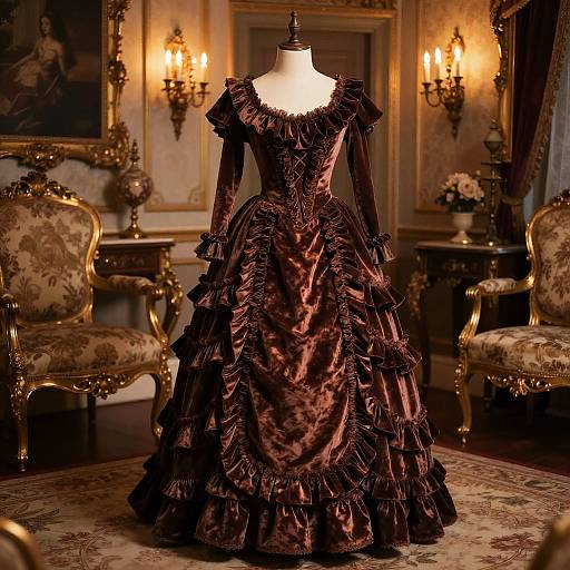 Opulent Brown Victorian Dress Scene