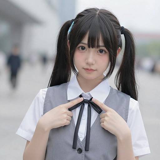 Anime Girl Pointing at Bowtie