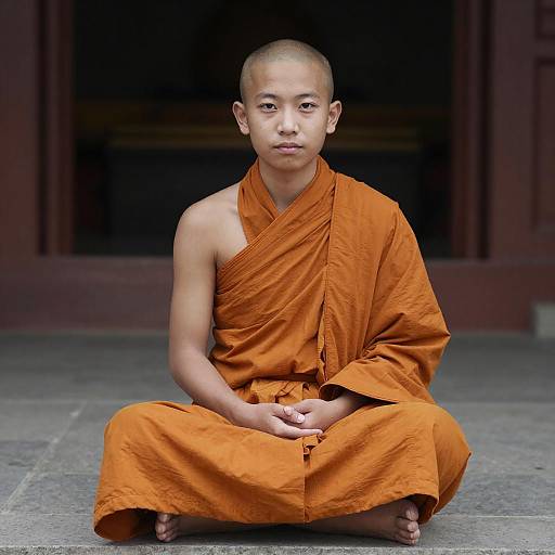 Serene Young Buddhist Monk in Focus