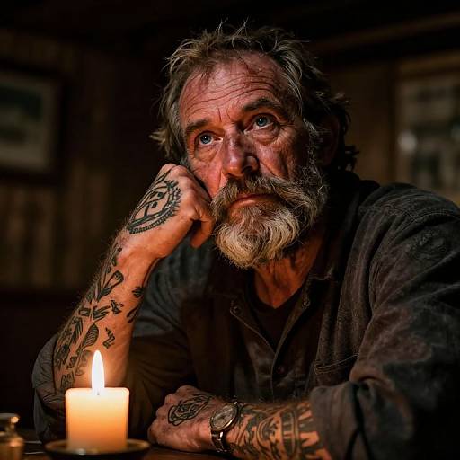 Melancholic Aged Sailor Portrait