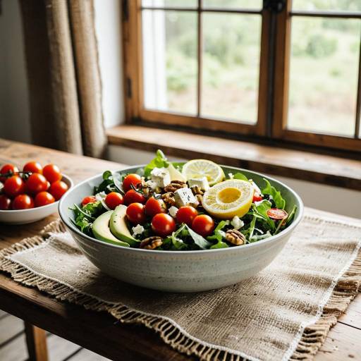 Vibrant Salad Bowl on Rustic Table