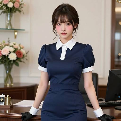 Elegant Maid in Luxurious Office